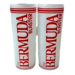 Bermuda Blaster 2 Vintage Frosted Cocktail Glasses Tumblers Red White MCM